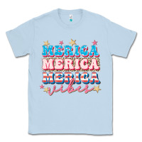 Dusty Blue Merica vibes Classic Tee - FaDigitalArtStudio