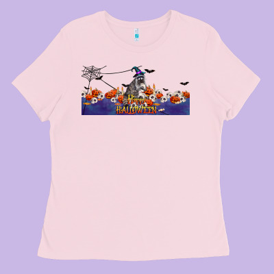 Happy Halloween Raccon Ladies Tee Designed By Lillyallendesigns