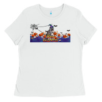White Happy Halloween Raccon Ladies Tee - LillyAllenDesigns