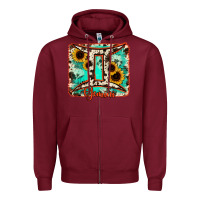 Burgundy gemini turquoise cowhide Zipper Hoodie - RanaPortraitStore