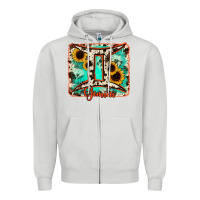 Dove Grey gemini turquoise cowhide Zipper Hoodie - RanaPortraitStore
