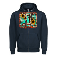 Navy gemini turquoise cowhide Zipper Hoodie - RanaPortraitStore