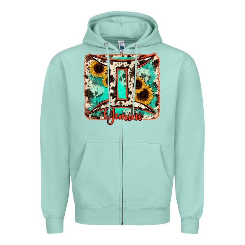 Gemini Turquoise Cowhide Zipper Hoodie by RanaPortraitStore | Teevron
