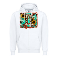 White gemini turquoise cowhide Zipper Hoodie - RanaPortraitStore