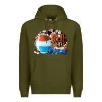 Army Green Red White  Booze With Cowhide Background Premium Hoodie - Jasminsmagicworld