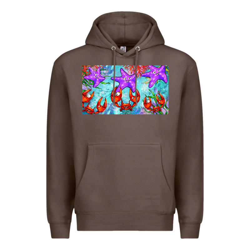 Crab And Starfish  Cup Premium Hoodie by BarkalooDesign | Teevron