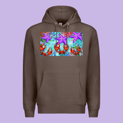 Crab And Starfish  Cup Premium Hoodie Designed By Barkaloodesign