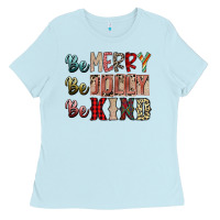 Baby Blue be merry be jolly be kind Ladies Tee - SublimationCraftShop