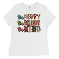 White be merry be jolly be kind Ladies Tee - SublimationCraftShop