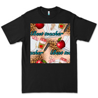 Black Best Teacher Seamless Pattern Premium Tee - BundleAndBundleShop