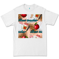 White Best Teacher Seamless Pattern Premium Tee - BundleAndBundleShop