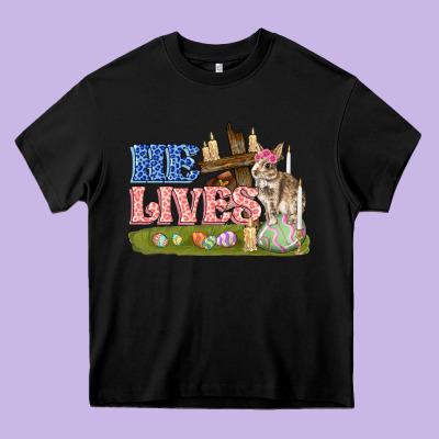 He Lives Easter Heavy Core Tee Designed By Fadigitalartstudio