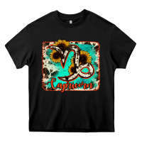 Black capricorn turquoise cowhide Heavy Core Tee - RanaPortraitStore