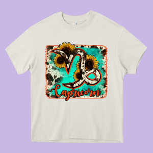 Capricorn Turquoise Cowhide Heavy Core Tee Designed By Ranaportraitstore
