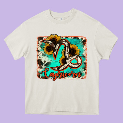 Capricorn Turquoise Cowhide Heavy Core Tee Designed By Ranaportraitstore