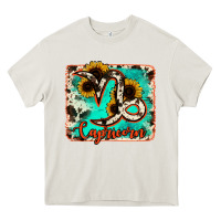 Cream capricorn turquoise cowhide Heavy Core Tee - RanaPortraitStore