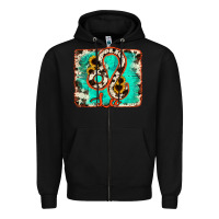 Black leo turquoise cowhide Zipper Hoodie - RanaPortraitStore