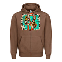 Chestnut leo turquoise cowhide Zipper Hoodie - RanaPortraitStore