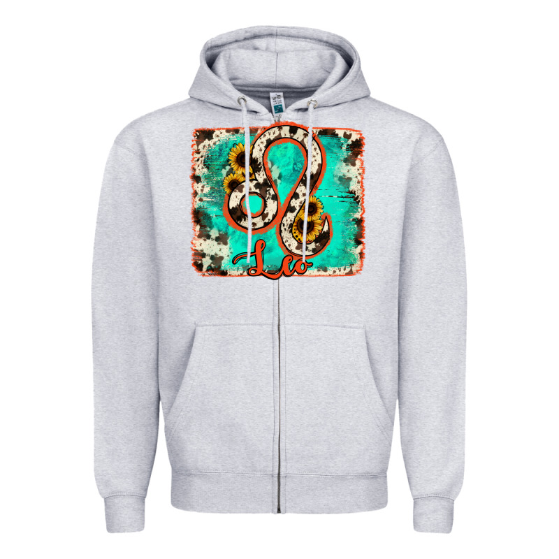 Leo Turquoise Cowhide Zipper Hoodie by RanaPortraitStore | Teevron