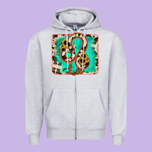 Leo Turquoise Cowhide Zipper Hoodie Designed By Ranaportraitstore