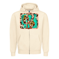 Sandshell leo turquoise cowhide Zipper Hoodie - RanaPortraitStore