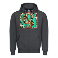 Smoke leo turquoise cowhide Zipper Hoodie - RanaPortraitStore