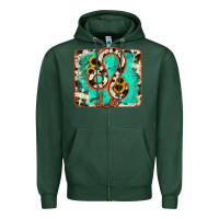 Sports Green leo turquoise cowhide Zipper Hoodie - RanaPortraitStore