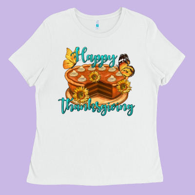 Happy Thanksgiving Pumpkin Pie Ladies Tee Designed By Lillyallendesigns