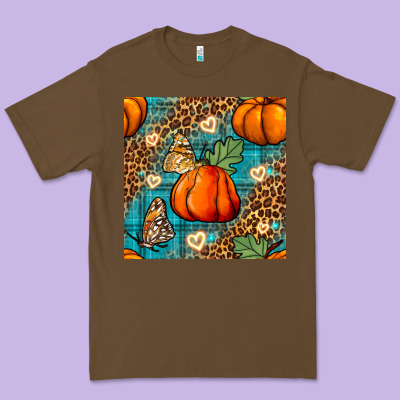 Pumpkin And Butterfly Seamless Pattern Premium Tee Designed By Bundleandbundleshop