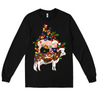 Black stacked christmas farm animals Long Sleeve Tee - Artiststas