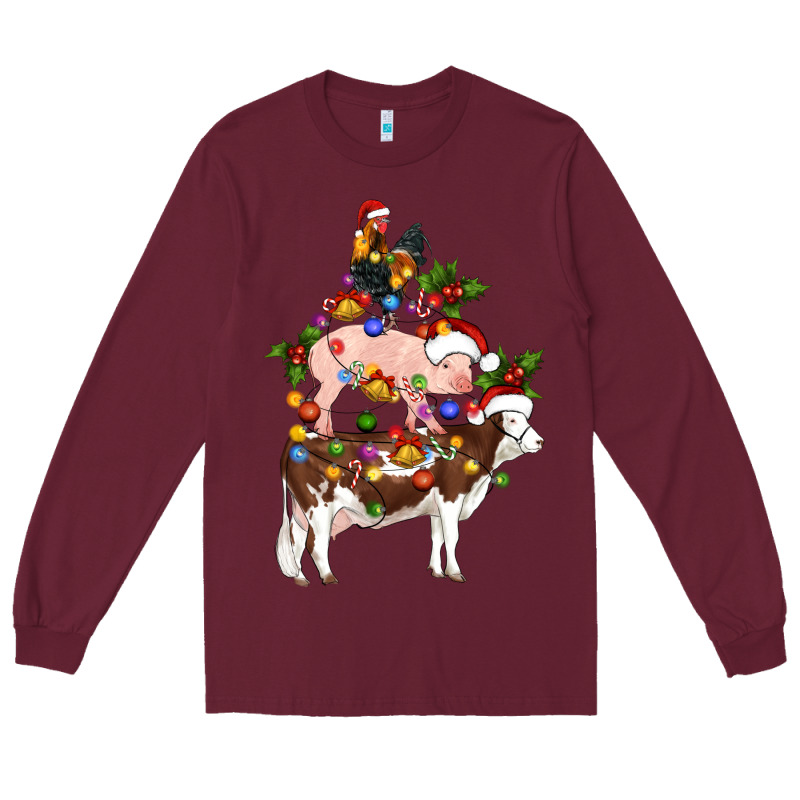 Stacked Christmas Farm Animals Long Sleeve Tee by Artiststas | Teevron