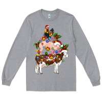 Heather Grey stacked christmas farm animals Long Sleeve Tee - Artiststas