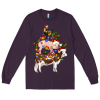 Plum stacked christmas farm animals Long Sleeve Tee - Artiststas