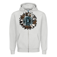 Dove Grey cowhide leopard and  leather sunflower Zipper Hoodie - RanaPortraitStore