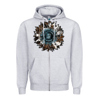 Heather Grey cowhide leopard and  leather sunflower Zipper Hoodie - RanaPortraitStore