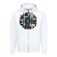 White cowhide leopard and  leather sunflower Zipper Hoodie - RanaPortraitStore