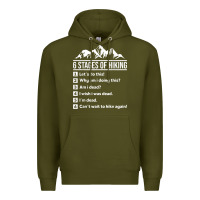 Army Green hiking 6 stages of hiking funny hiking nature adventure Premium Hoodie - baoMotion