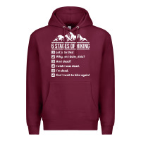 Burgundy hiking 6 stages of hiking funny hiking nature adventure Premium Hoodie - baoMotion