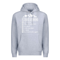 Heather Grey hiking 6 stages of hiking funny hiking nature adventure Premium Hoodie - baoMotion