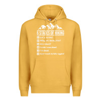 Mustard hiking 6 stages of hiking funny hiking nature adventure Premium Hoodie - baoMotion