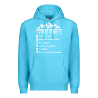 Ocean Blue hiking 6 stages of hiking funny hiking nature adventure Premium Hoodie - baoMotion