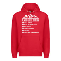Red hiking 6 stages of hiking funny hiking nature adventure Premium Hoodie - baoMotion