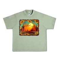 Oil Green western desert sunset background Urban Heavy Tee - RanaPortraitStore