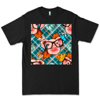 Black fall pig seamless pattern Premium Tee - BundleAndBundleShop