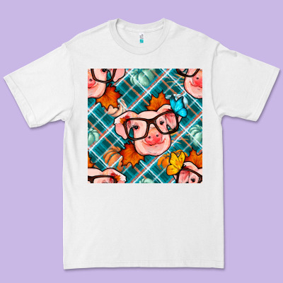 Fall Pig Seamless Pattern Premium Tee Designed By Bundleandbundleshop