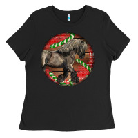 Black Belgian Horse Christmas Ladies Tee - LillyAllenDesigns