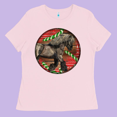 Belgian Horse Christmas Ladies Tee Designed By Lillyallendesigns