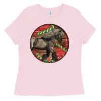 Bubblegum Pink Belgian Horse Christmas Ladies Tee - LillyAllenDesigns