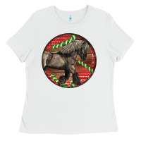 White Belgian Horse Christmas Ladies Tee - LillyAllenDesigns