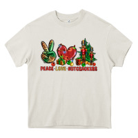 Cream Peace Love Nutcrackers Heavy Core Tee - BundleAndBundleShop